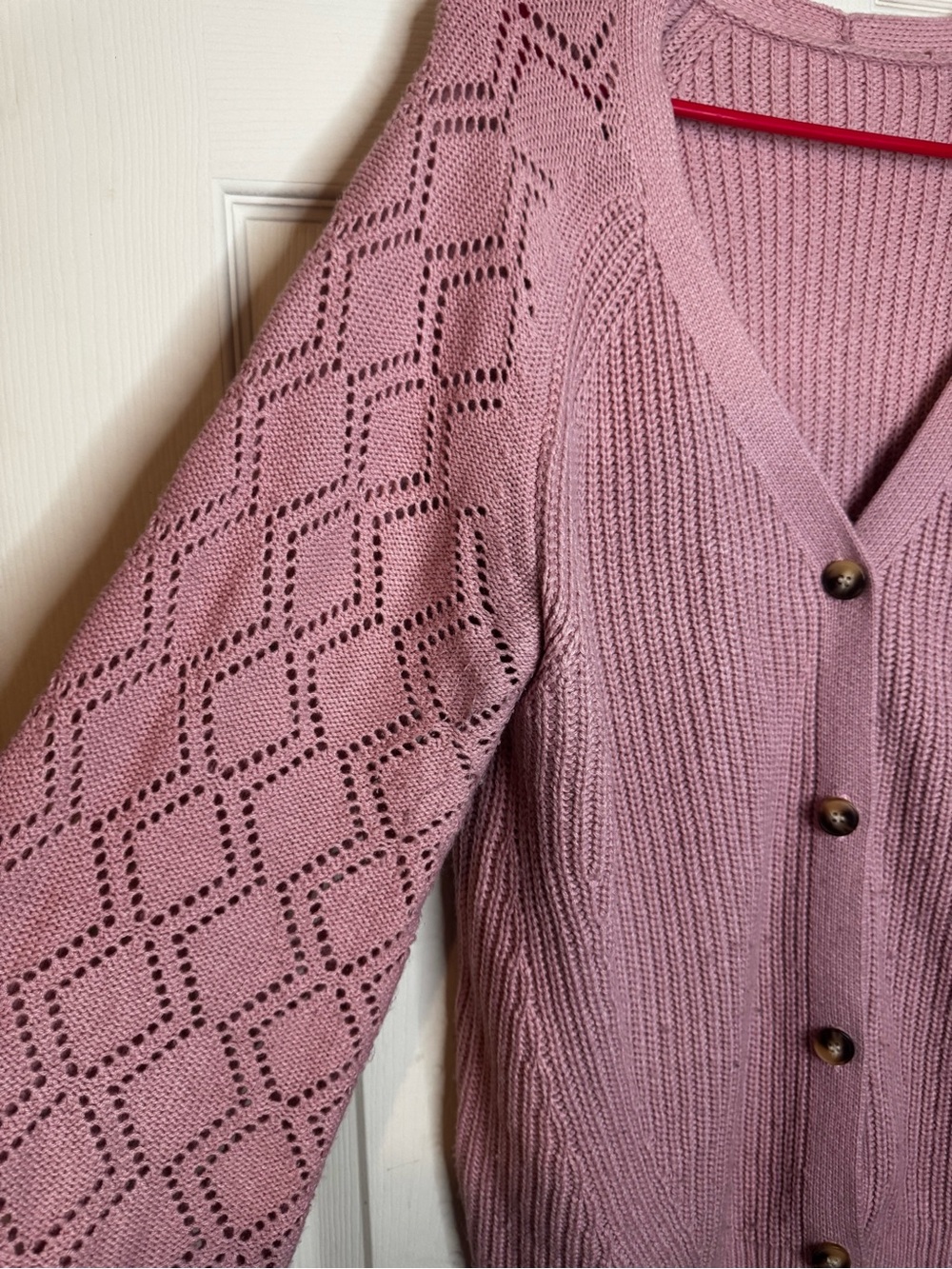 Women's Dusty Pink Knit Cardigan Sweater - XL - Picture 3 of 5